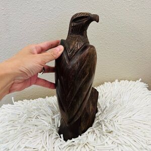 Vintage Ironwood Hand Carved American Eagle Sculpture 10”